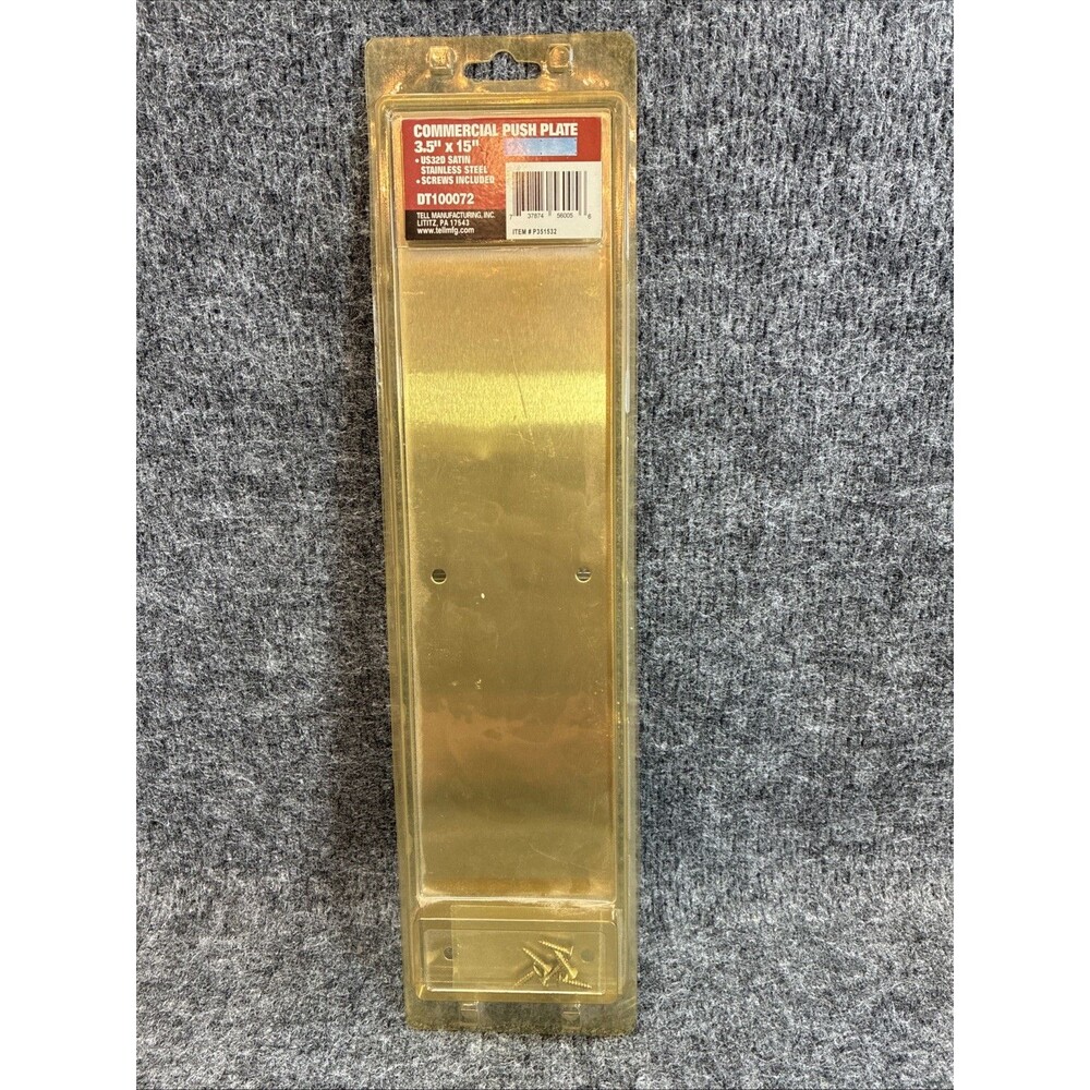 Tell DT100072 Commercial Push Plate 3.5"x15" Stainless Steel